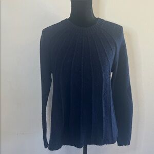 Boden Navy Ribbed Crew Neck Sweater With Button Down Back
